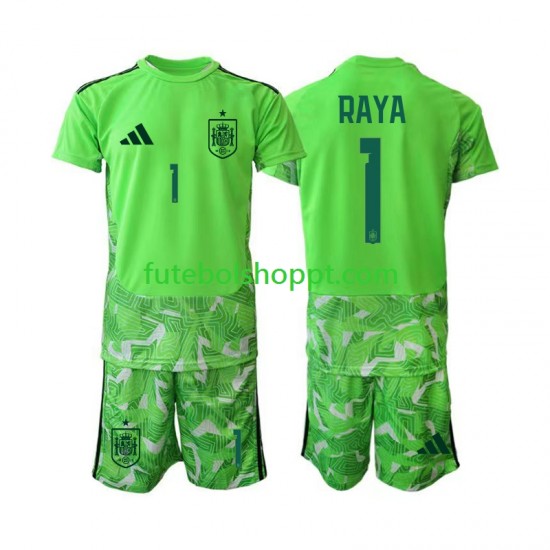 Camisola Júnior Espanha David Raya 1 6th Green color Guarda-redes Copa do Mundo 2026 Manga Curta