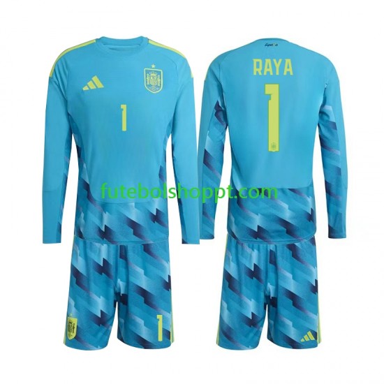 Camisola Júnior Espanha David Raya 1 Guarda-redes Principais Equipamento Copa do Mundo 2026 Manga Comprida
