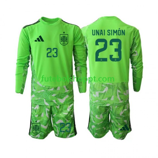 Camisola Júnior Espanha Unai Simon 23 6th Green color Guarda-redes Copa do Mundo 2026 Manga Comprida