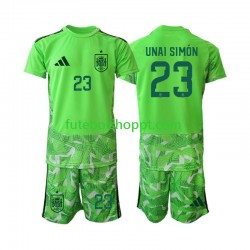 Camisola Júnior Espanha Unai Simon 23 6th Green color Guarda-redes Copa do Mundo 2026 Manga Curta