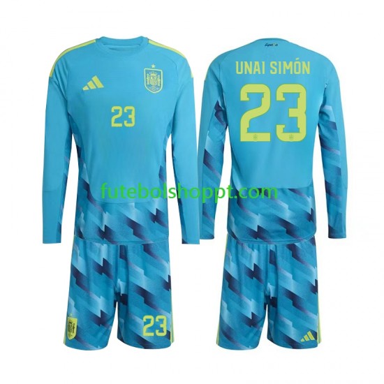 Camisola Júnior Espanha Unai Simon 23 Guarda-redes Principais Equipamento Copa do Mundo 2026 Manga Comprida
