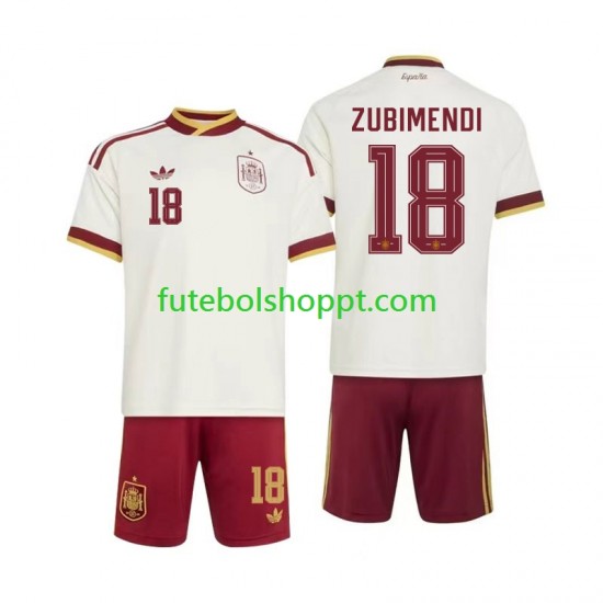 Camisola Júnior Espanha Martin Zubimendi 18 Alternativa Equipamento Copa do Mundo 2026 Manga Curta