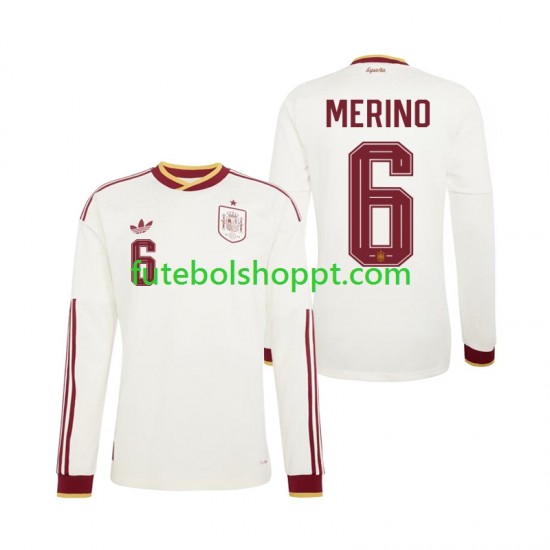 Camisola Homem Espanha Mikel Merino 6 Alternativa Equipamento Copa do Mundo 2026 Manga Comprida