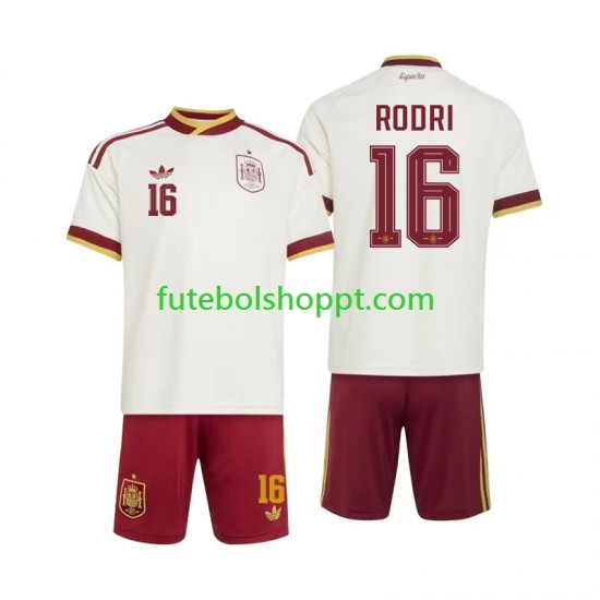 Camisola Júnior Espanha Rodri 16 Alternativa Equipamento Copa do Mundo 2026 Manga Curta