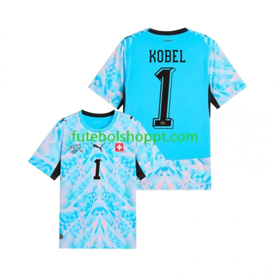 Camisola Homem Suíça Gregor Kobel 1 Guarda-redes Principais Equipamento Copa do Mundo 2026 Manga Curta