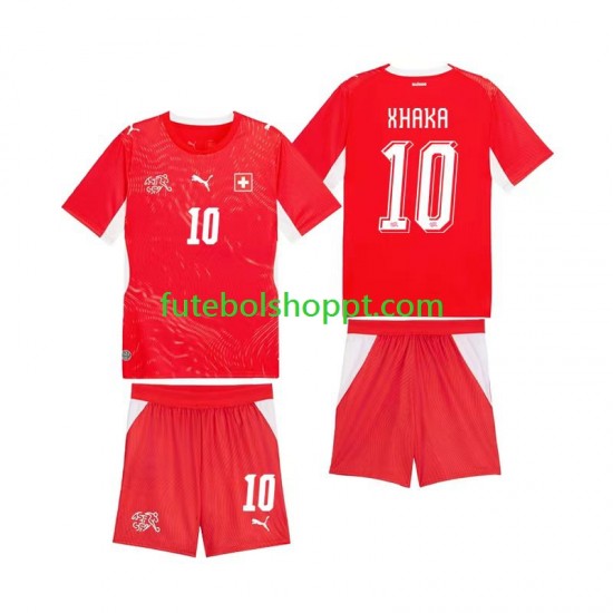 Camisola Júnior Suíça Granit Xhaka 10 Principais Equipamento Copa do Mundo 2026 Manga Curta
