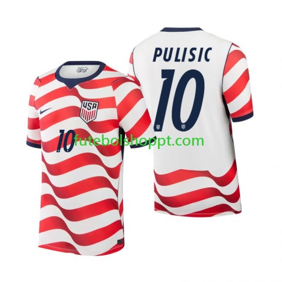 Camisola Homem Estados Unidos Christian Pulisic 10 Principais Equipamento Copa do Mundo 2026 Manga Curta