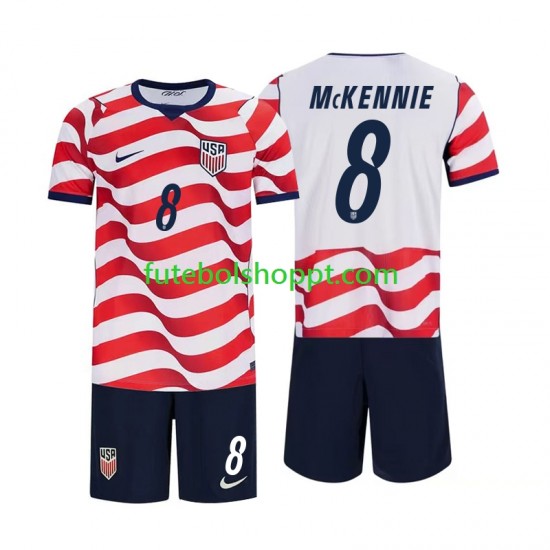 Camisola Júnior Estados Unidos Weston McKennie 8 Principais Equipamento Copa do Mundo 2026 Manga Curta
