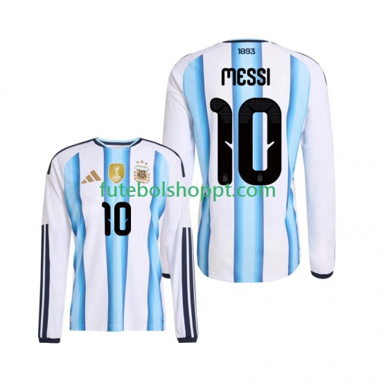 Camisola Homem Argentina Lionel Messi 10 Principais Equipamento Copa do Mundo 2026 Manga Comprida