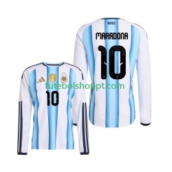 Camisola Homem Argentina Maradona 10 Principais Equipamento Copa do Mundo 2026 Manga Comprida