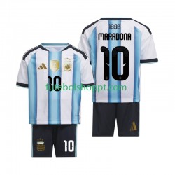 Camisola Júnior Argentina Maradona 10 Principais Equipamento Copa do Mundo 2026 Manga Curta