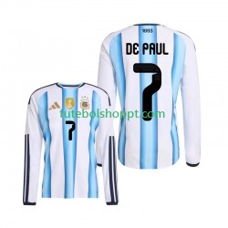 Camisola Homem Argentina Rodrigo De Paul 7 Principais Equipamento Copa do Mundo 2026 Manga Comprida