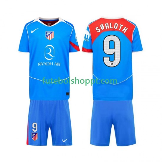 Camisola Júnior Atlético Madrid Alexander Sorloth 9 Terceiro Equipamento 2025-2026 Manga Curta