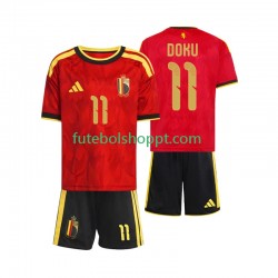 Camisola Júnior Bélgica Jeremy Doku 11 Principais Equipamento Copa do Mundo 2026 Manga Curta