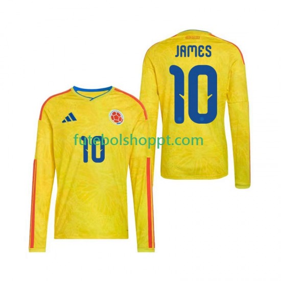 Camisola Homem Colômbia James Rodriguez 10 Principais Equipamento Copa do Mundo 2026 Manga Comprida