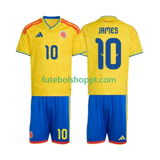 Camisola Júnior Colômbia James Rodriguez 10 Principais Equipamento Copa do Mundo 2026 Manga Curta