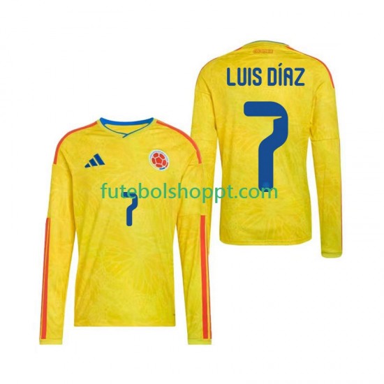 Camisola Homem Colômbia Luis Diaz 7 Principais Equipamento Copa do Mundo 2026 Manga Comprida