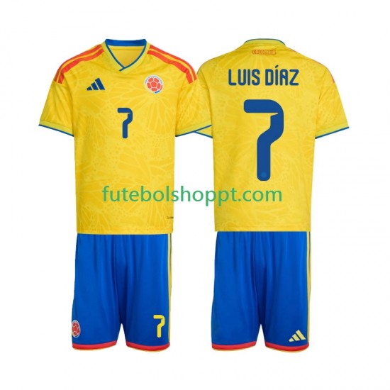 Camisola Júnior Colômbia Luis Diaz 7 Principais Equipamento Copa do Mundo 2026 Manga Curta
