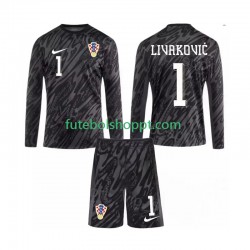 Camisola Júnior Croácia DOMINIK LIVAKOVIC 1 Guarda-redes Terceiro Equipamento 2024 Manga Comprida