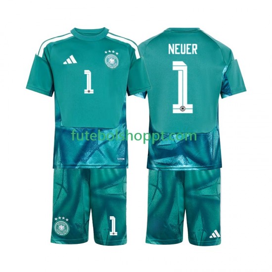 Camisola Júnior Alemanha Manuel Neuer 1 Guarda-redes Principais Equipamento Copa do Mundo 2026 Manga Curta