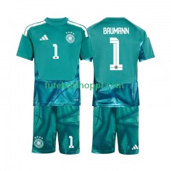 Camisola Júnior Alemanha Oliver Baumann 1 Guarda-redes Principais Equipamento Copa do Mundo 2026 Manga Curta