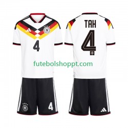 Camisola Júnior Alemanha Jonathan Tah 4 Principais Equipamento Copa do Mundo 2026 Manga Curta
