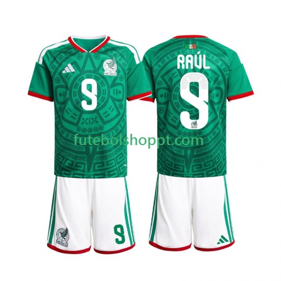 Camisola Júnior México Raul Jimenez 9 Principais Equipamento Copa do Mundo 2026 Manga Curta