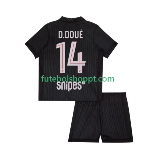 Camisola Júnior Paris Saint-Germain Desire Doue 14 Quarto Equipamento 2025-2026 Manga Curta