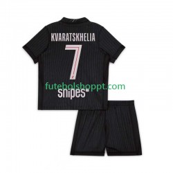 Camisola Júnior Paris Saint-Germain Khvicha Kvaratskhelia 7 Quarto Equipamento 2025-2026 Manga Curta Camisola Júnior Paris Saint-Germain Khvicha Kvaratskhelia 7 Quarto Equipamento 2025-2026 Manga Curta