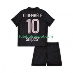 Camisola Júnior Paris Saint-Germain Ousmane Dembele 10 Quarto Equipamento 2025-2026 Manga Curta Camisola Júnior Paris Saint-Germain Ousmane Dembele 10 Quarto Equipamento 2025-2026 Manga Curta