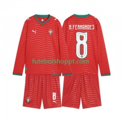 Camisola Júnior Portugal Bruno Fernandes 8 Principais Equipamento Copa do Mundo 2026 Manga Comprida