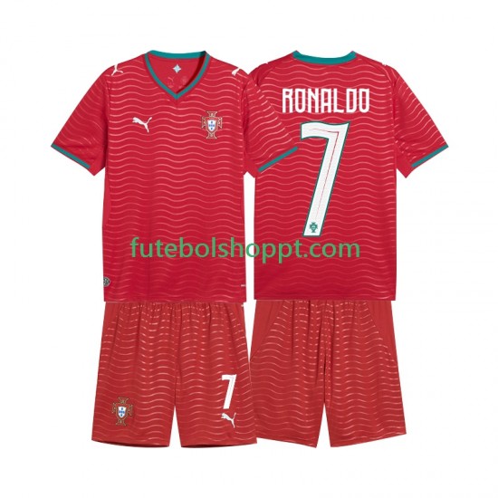Camisola Júnior Portugal Cristiano Ronaldo 7 Principais Equipamento Copa do Mundo 2026 Manga Curta