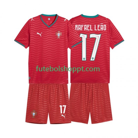 Camisola Júnior Portugal Rafael Leao 17 Principais Equipamento Copa do Mundo 2026 Manga Curta