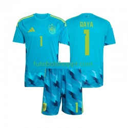 Camisola Júnior Espanha David Raya 1 Guarda-redes Principais Equipamento Copa do Mundo 2026 Manga Curta