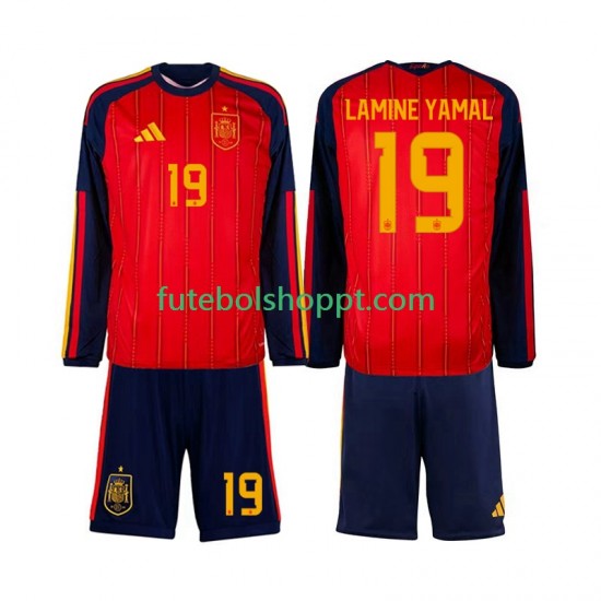 Camisola Júnior Espanha Lamine Yamal 19 Principais Equipamento Copa do Mundo 2026 Manga Comprida