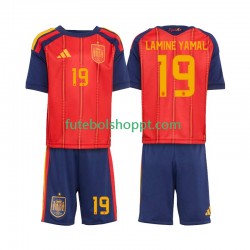 Camisola Júnior Espanha Lamine Yamal 19 Principais Equipamento Copa do Mundo 2026 Manga Curta