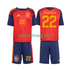 Camisola Júnior Espanha Marc Cucurella 22 Principais Equipamento Copa do Mundo 2026 Manga Curta