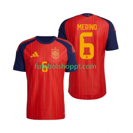Camisola Homem Espanha Mikel Merino 6 Principais Equipamento Copa do Mundo 2026 Manga Curta