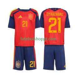 Camisola Júnior Espanha Mikel Oyarzabal 21 Principais Equipamento Copa do Mundo 2026 Manga Curta
