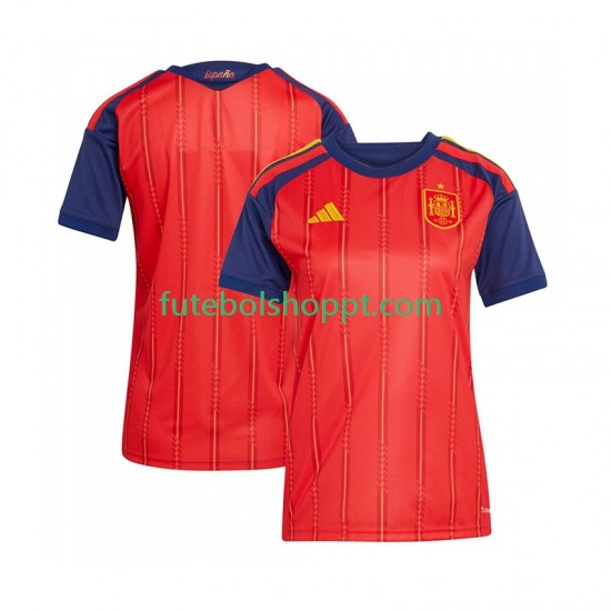 Camisola Mulher Espanha Principais Equipamento Copa do Mundo 2026 Manga Curta