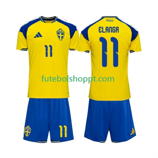 Camisola Júnior Suécia Anthony Elanga 11 Principais Equipamento 2026 Manga Curta