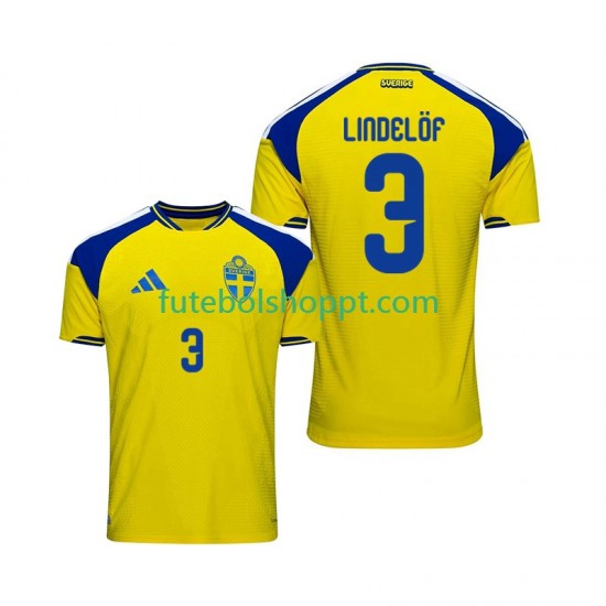 Camisola Homem Suécia Victor Lindelof 3 Principais Equipamento 2026 Manga Curta