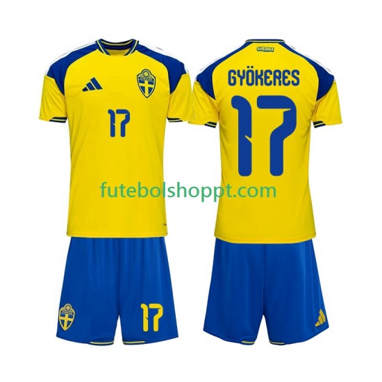 Camisola Júnior Suécia Viktor Gyokeres 17 Principais Equipamento 2026 Manga Curta