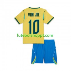 Camisola Júnior Brasil Vinicius Junior 10 Principais Equipamento Copa do Mundo 2026 Manga Curta