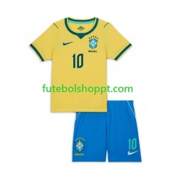 Camisola Júnior Brasil Vinicius Junior 10 Principais Equipamento Copa do Mundo 2026 Manga Curta