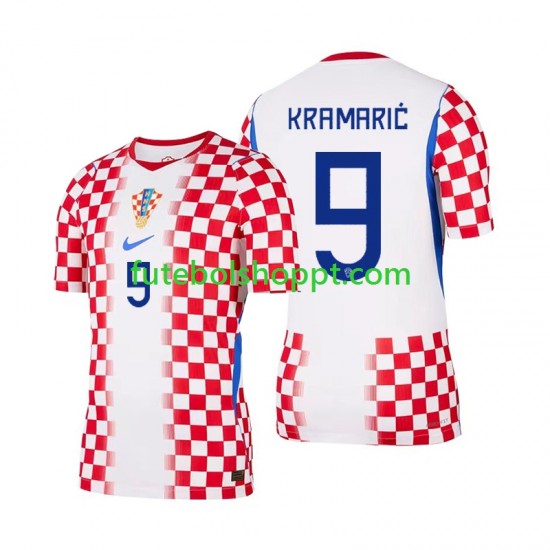 Camisola Homem Croácia Andrej Kramaric 9 Principais Equipamento Copa do Mundo 2026 Manga Curta
