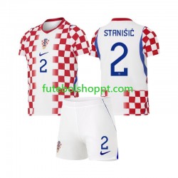 Camisola Júnior Croácia Josip Stanisic 2 Principais Equipamento Copa do Mundo 2026 Manga Curta