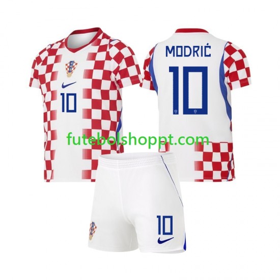 Camisola Júnior Croácia Modrić Luka 10 Principais Equipamento Copa do Mundo 2026 Manga Curta