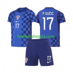 Camisola Júnior Croácia Petar Sucic 17 Alternativa Equipamento Copa do Mundo 2026 Manga Curta