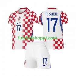Camisola Júnior Croácia Petar Sucic 17 Principais Equipamento Copa do Mundo 2026 Manga Curta